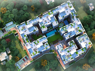 Flats Apartment Complex with day aerial view